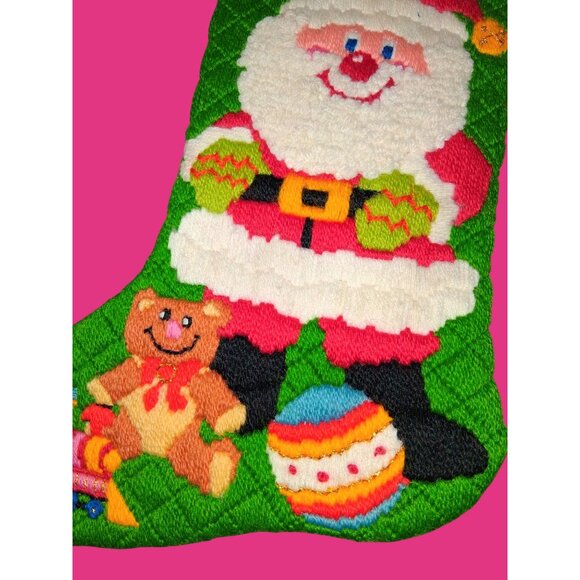 Personalized Needlepoint Christmas Stocking Santa Toys Red Backing John" Embroid - Picture 3 of 8